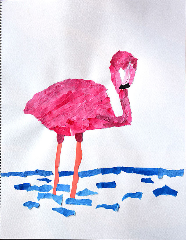 ちぎり絵 鳥 小学生月4回コース4回目 茅ヶ崎の絵画教室 造形教室あとりえこも